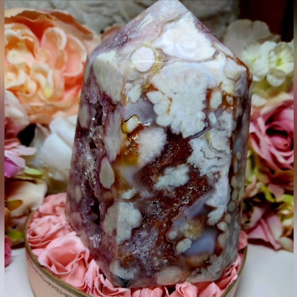 Huge Pink Amethyst Sakura Flower Agate Tower - Picture 14 of 16